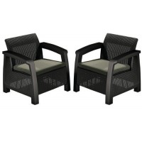 Комплект крісел, 2 шт, Bahamas Duo set, коричневий - сіро-бежевий