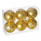 Набір кульок із візерунком, 6 шт. 6 см. золотий