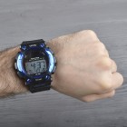 Годинник Skmei 1126, чорний-синій, із сонячною панеллю, в металевому боксі