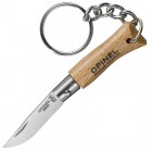 2 в 1 - ніж складаний + брелок Opinel Keychain №2 Inox (довжина: 80мм, лезо: 35мм), граб