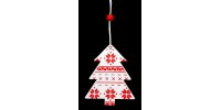 Набір новорічних прикрас 6,5 см, Ялинка, 4 шт, компл., дерево, колір білий з червоним
