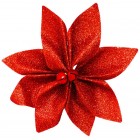 Набір новорічних прикрас 12 см, Квітка, 4 шт компл., Текстиль, колір червоний