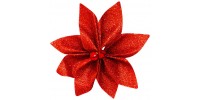 Набір новорічних прикрас 12 см, Квітка, 4 шт компл., Текстиль, колір червоний