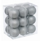 Набір кульок, 18 шт, 6 см, з блискітками, пластик, колір срібний
