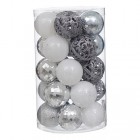 Набір пластикових кульок, 25 шт, 6 см, колір білий, срібний