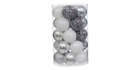 Набір пластикових кульок, 25 шт, 6 см, колір білий, срібний