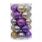 Набір пластикових кульок, 25 шт, 6 см, колір золотий, срібний, фіолетовий