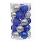 Набір пластикових кульок, 25 шт, 6 см, колір срібний, синій