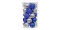 Набір пластикових кульок, 25 шт, 6 см, колір срібний, синій