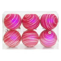 Набір кульок, 6 шт, 7 см, пластик, рожевий колір з візерунком