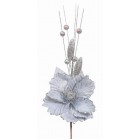Прикраса декоративна Квітка, 40 см, текстиль, колір сріблястий