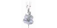 Прикраса декоративна Квітка, 40 см, текстиль, колір сріблястий