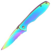 Ніж складаний Boker Magnum Rainbow II напівсерейтор (довжина: 172мм, лезо: 72мм), титан