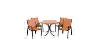 Стіл для кафе Mix-Line Таї Брайтон (1200x650x750мм) + 4 стільці, оранжевий