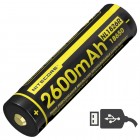 Акумулятор літієвий Li-Ion 18650 Nitecore NL1826R (2600mAh, USB), захищений