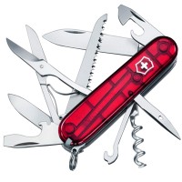 Ніж складаний, мультитул Victorinox Huntsman (91мм, 15 функцій), червоний прозорий. 1.3713.Т