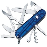 Ніж складаний, мультитул Victorinox Huntsman (91мм, 15 функцій), синій прозорий. 1.3713.Т2