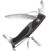 Ніж складаний, мультитул Victorinox Rangergrip 61 Onehand (130мм, 11 функцій), зелено-чорний 0.9553.MC4