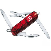 Ніж складаний, мультитул + LED Victorinox Midnite Manager (58мм, 10 функцій), червоний прозорий. 0.6366.Т