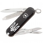 Ніж складаний, мультитул Victorinox Classic SD Ukraine Тризуб (58мм, 7 функцій), чорний 0.6223.3R1