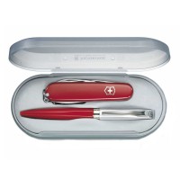 Набір Victorinox (мультитул Classic SD + ручка Caran d'Ache BP), у футлярі, червоний 4.4321.2