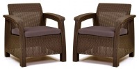 Комплект крісел пластикових Corfu Duo, коричневий